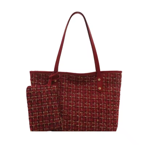 กระเป๋าถือสะพายไหล่ลายสก็อตสไตล์เกาหลีสุดหรู ปี 2026 สำหรับผู้หญิง  จุของได้เยอะ  พร้อมซิป  แฟชั่นทันสมัย - Product Image 6