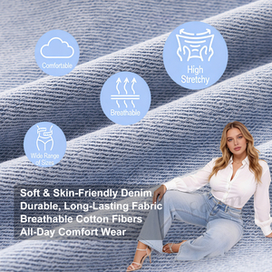 Envío Directo, Jeans BBL con Control de Abdomen para Mujer, Alta Elasticidad, Tallas Grandes, Cintura Media, Cómodos, Pantalones Anchos de Mezclilla - Product Image 5