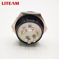 Sakelar Tekan Logam 19mm Momentary Hitam, Bodi Pendek, Tipis, Tahan Air, Ultra Tipis, 3V-6V, LED RGB Beriluminasi