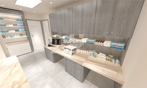 Estantería clásica de vidrio gris para pared de farmacia, <span class=keywords><strong>Centro</strong></span> de Medicina personalizado, muebles de diseño Zigzag - Product Image 6