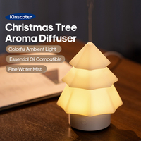 Diffuseur d'arômes de sapin de Noël 120 ml Lumière ambiante 7 couleurs Mini humidificateur d'air domestique pour cadeaux de Noël/Nouvel An