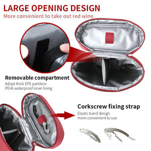 <b>Wine</b> Carrier <b>Bag</b> Tote Leakproof Insulated <b>Wine</b> <b>Cooler</b> <b>Bag</b> Travel <b>Wine</b> Tote <b>Bag</b> with Shoulder Strap - Product Image 4