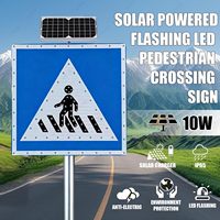 Señal de Cruce Peatonal LED con Energía Solar de 24 Pulgadas, Señal de Advertencia Intermitente Reflectante, Señal de Seguridad Vial de Aluminio Resistente