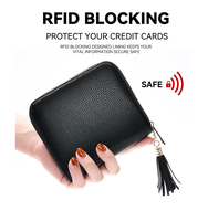 Portefeuille porte-cartes HaoRan en cuir, étui à cartes personnalisé avec logo, porte-cartes d'identité RFID en similicuir