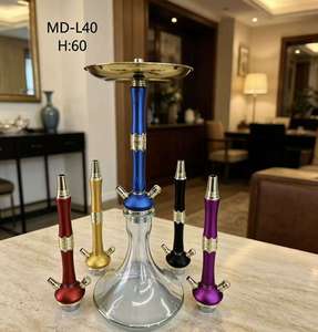 Set de Hookah de Aleación de Aluminio de 60 cm, Pipa de Shisha Moderna con 5 Opciones de Color de Varilla, Acabado Espejo para Bar y Viajes - Product Image 4