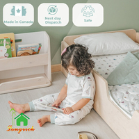 Lit bébé pliable en bois Montessori moderne avec barrières, lit pour tout-petit, couleur et logo personnalisés