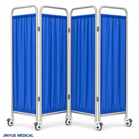 Paravent pliable bleu pour la protection de la vie privée, panneau de séparation médical, cloison d'isolation en acier inoxydable pour salle d'examen clinique