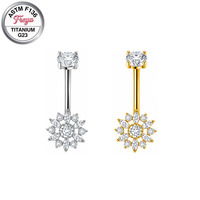 Titan-Blumen-Bauchnabelpiercing Hypoallergen 14G Innengewinde Bauchnabelpiercing mit Tropfenanhänger für Empfindliche Haut