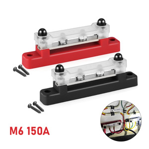 ขั้วต่อแบบแถวเดียวสีดำแดงขั้ว M6 150A ขั้วทองแดง12-48V สำหรับเรือยอชท์ RV - Product Image 1