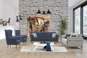 Hande ensemble pour salon canapé-lit avec rangement structure en bois velours tissu meubles salon économique - Product Image 2