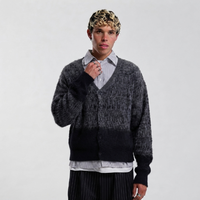 Cardigan en maille pour homme en mohair, respirant, à motif rayé épuré, avec logo personnalisé au dos et au col, idéal pour l'automne