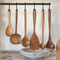Ensemble d'ustensiles de cuisine en bois essentiels au design moderne, cuillère en acier inoxydable comprenant des fourchettes, éplucheur à fromage pour la cuisine