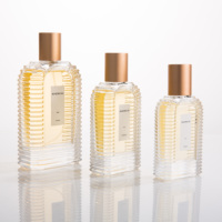 Flacon de parfum pour homme en verre transparent rectangulaire, vide, luxueux et créatif, 30 ml, 50 ml, 100 ml, avec bouchon