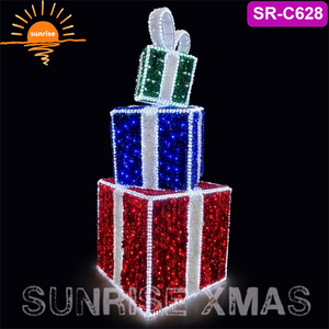 Navidad 3 piezas Led luz plegable Navidad Cajas de Regalo conjunto Navidad dulces hogar Rectangular caja de regalo forma iluminación - Product Image 3