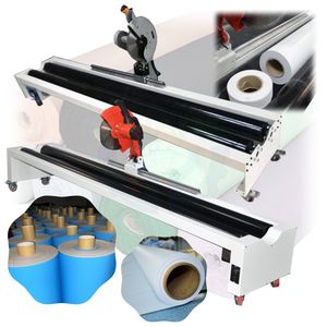 Machine de découpe semi-automatique pour rouleaux de papier, machine de découpe à la scie pour rouleaux de tissu, machine de découpe pour rouleaux de bâche - Product Image 1