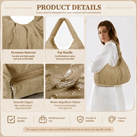 Sac à bandoulière matelassé personnalisé avec logo pour femme, sac hobo en nylon léger, sac fourre-tout demi-lune, sac à main décontracté et tendance