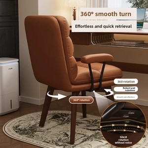 Chaise de bureau de loisirs en similicuir résistant aux griffures de chat, dossier solide, accoudoirs rembourrés fixes, chaise de bureau statique <span class=keywords><strong>non</strong></span> pivotante avec - Product Image 3