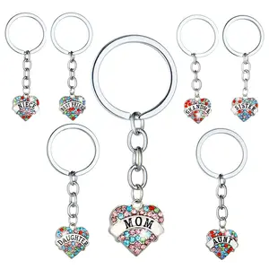 Heart Mother Keychain Diamond Pendant Fashion Jewelry Keychains For Mom Daughter Sister Friend Valentine's Day Birthday Gift