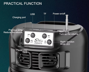 Thời trang zqs4275 loa không dây với năng lượng mặt trời sạc ăng-ten bên ngoài FM Đài phát thanh USB TF xe đẩy <span class=keywords><strong>Bluetooth</strong></span> loa - Product Image 6