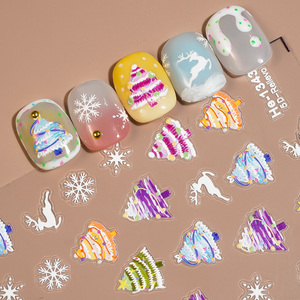 Leidankou Arbre de Noël Autocollants pour Ongles Vacances <span class=keywords><strong>Nail</strong></span> <span class=keywords><strong>Art</strong></span> Stickers avec Flocon de Neige Cadeau et Renne Designs pour Manucure Festive - Product Image 6