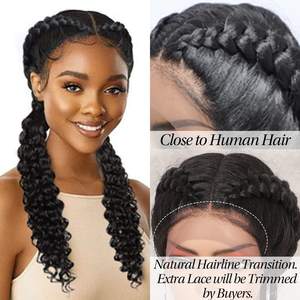 Peluca trenzada para mujer, <span class=keywords><strong>cabello</strong></span> de encaje negro, caja de estilo Bob <span class=keywords><strong>corto</strong></span> 136, <span class=keywords><strong>dos</strong></span> ondas trenzadas, promoción al por mayor - Product Image 5