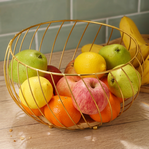 <b>Round</b> Metal Fruit <b>Basket</b> Durable Kitchen <b>Storage</b> Container Minimalist Design Single Tier - Product Image 2