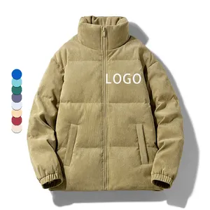 OEM Custom Design Warm Coat Men's Cotton Jacket Unisex Winter Coats Corduroy Puffer Down Jacket For Men