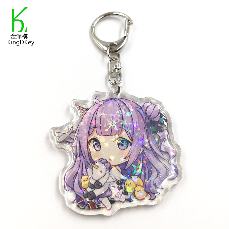 Оптовая продажа, сделанный на заводе японский акриловый брелок с голограммой, японский аниме брелок с принтом, брелок с подвесками