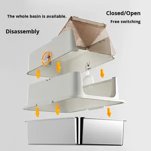 Caja de arena extra grande de acero inoxidable para gatos, bandeja elevada semicerrada a prueba de olores con salida superior, accesorio de inodoro a prueba de salpicaduras - Product Image 5