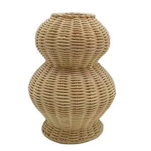 夏の籐天然素材手作り製品ドライフラワー用花瓶