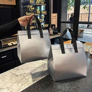 Sac isotherme à rétention de chaleur 4H, matériau en feuille d'aluminium, imperméable, pliable, logo personnalisé adhésif pour la livraison de nourriture - Product Image 1