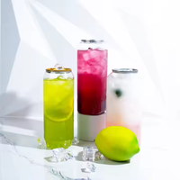 Pot en plastique PET transparent A1 355 ml pour boissons (sodas, boissons gazeuses, jus, café) avec couvercle à clapet en aluminium - Ouverture facile, logo personnalisé