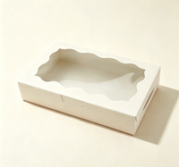 Boîte d'emballage pour desserts en papier kraft avec fenêtre, boîte en papier personnalisée imprimée avec laminage UV pour pâtisserie, gâteaux, biscuits, aliments, emballage cadeau