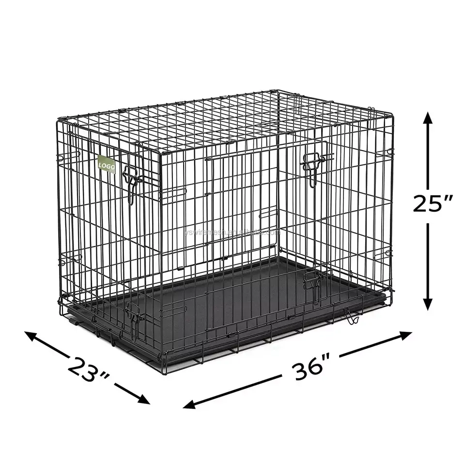 Cage pour animaux de compagnie à portes simples et doubles, boîtes métalliques pliables pour chiens/chenils, vente en gros