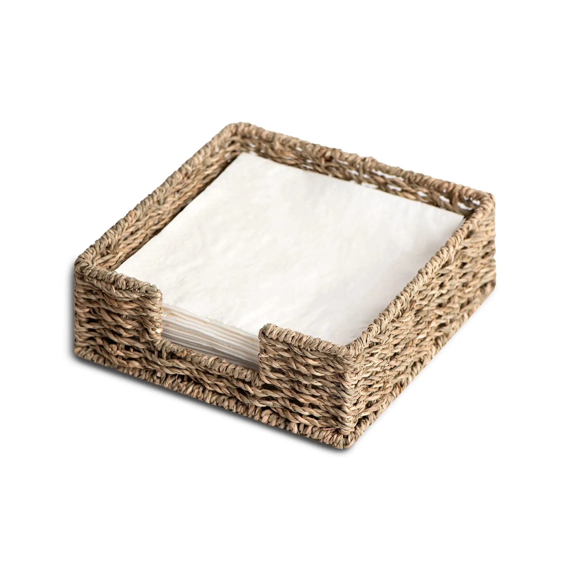 Seegras Servietten halter Tablett Wicker Square Tray Hand gefertigte benutzer definierte Servietten halter für Tisch Tissue Box Wedding Square