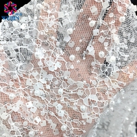 Tissu en maille de dentelle sexy pour mariée, avec perles et paillettes, maille tricotée brodée, magnifique dentelle haut de gamme pour vêtements féminins