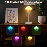 Veilleuse méduse dansante de dessin animé, lumière de nuit LED en plastique avec contrôle tactile, charge Type-C, dégradé RGB, mignonne, pour chevet