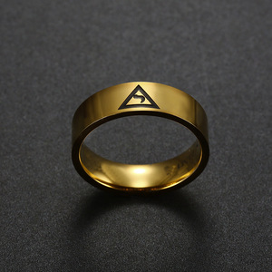 Albañil-anillo de acero inoxidable con grabado personalizado para hombre, albañil de 8MM, logotipo de triángulo masónico, joyería para hombre - Product Image 4