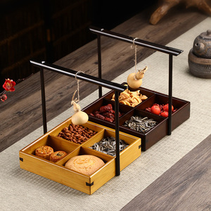 Cesta de bambú para aperitivos, caja de dulces creativa de estilo chino, caja para frutos secos, caja de almacenamiento doméstica, caja para frutas de la sala de estar - Product Image 1