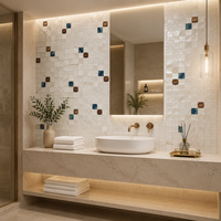 Vente en gros de mosaïque en coquillages naturels écologiques de 2 mm d'épaisseur, carrée, de couleur blanche, avec un design moderne pour les murs, les sols, les salles de bain et les cuisines