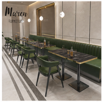 Maßgefertigte Kommerzielle Sitzecken Metalltisch und Stühle Grünes Ledersofa-Set für Restaurant Café