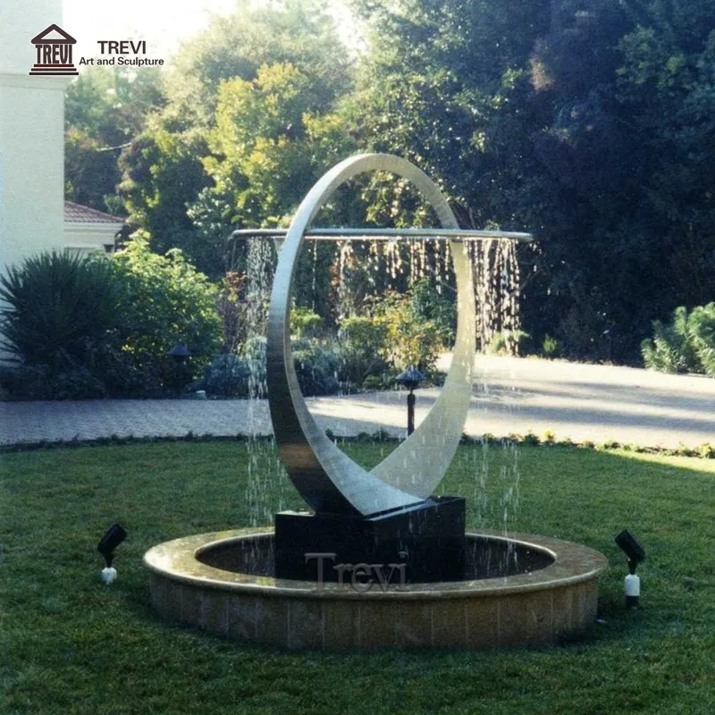 Modern Customized Metal Stainless Steel Outdoor Circle Sculpture Garden Art Fountains