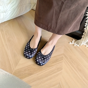 <span class=keywords><strong>Zapatos</strong></span> <span class=keywords><strong>Planos</strong></span> de Mujer con Punta Redonda y Lazo, Estampado de Leopardo y Puntos, Tela Suave, Estilo Casual y Dulce para el Día a Día - Product Image 2