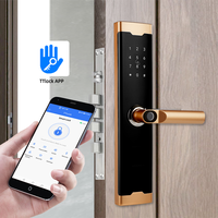 Cerradura de puerta inteligente Cerradura de huella digital con manija APP/Tarjetas IC/Códigos/Llaves/Cerradura de entrada sin llave electrónica biométrica Home Hotel Office