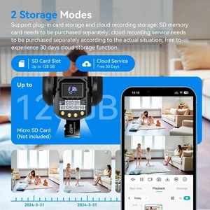 Système de caméra de surveillance CCTV avec 3 objectifs, vision nocturne couleur 4G, détection de mouvement par IA, audio bidirectionnel, caméra IP de sécurité - Product Image 2