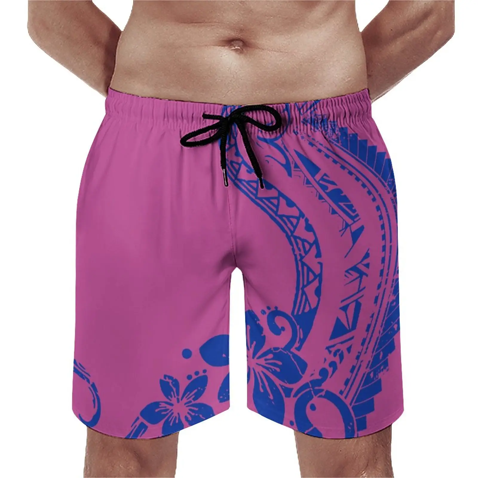 Pantaloncini da uomo di personalizzazione professionale Totem tribali polinesiani con fiori di ibisco firmati pantaloncini sportivi ad asciugatura rapida pantaloncini caldi