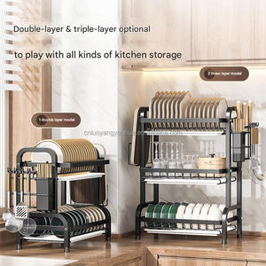 Encimera de cocina, estante de secado de platos de <span class=keywords><strong>2</strong></span> capas, palillos, vajilla, cuchillo, soporte para utensilios, estante de almacenamiento de cocina - Product Image 2