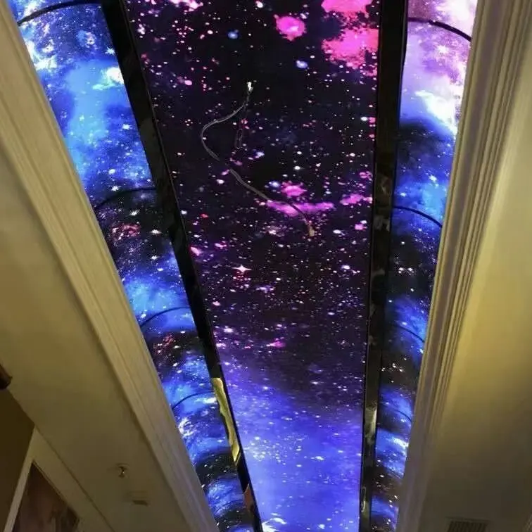 ZHIHAI stars night space sunrise monring forest trees nature print pvc ceiling panel