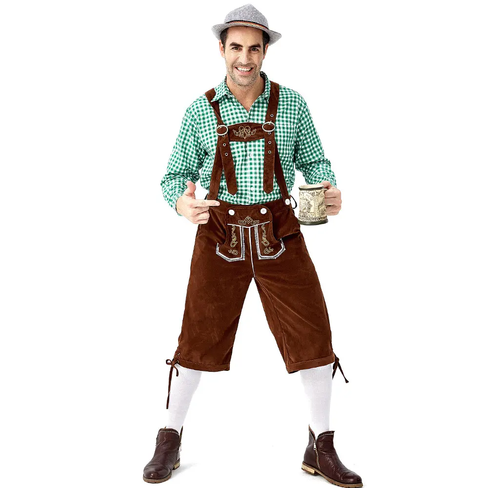 Deluxe Beieren Traditionele Festival Okotberfest Lederhosen Kostuum Volwassen Man Duitsland Beer Party Fancy Outfit