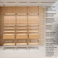 Bibliothèque contemporaine en bois avec étagères ouvertes, tiroirs et bibliothèque sans poignées, armoire à livres, meubles de salon, taille personnalisée